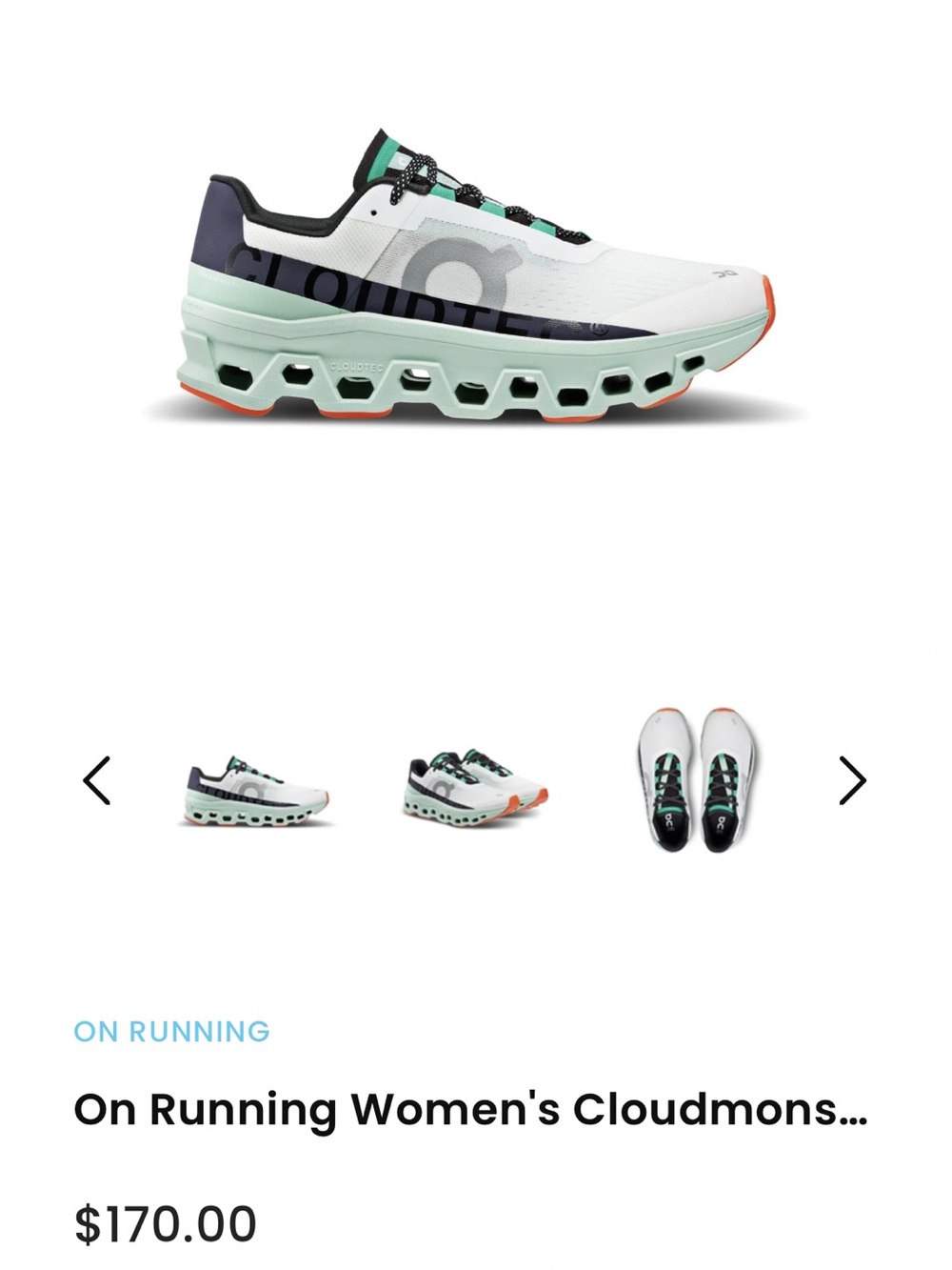 On Cloudmonster Womens Size 7 Running Sneakers 61.98241 New Without Box!